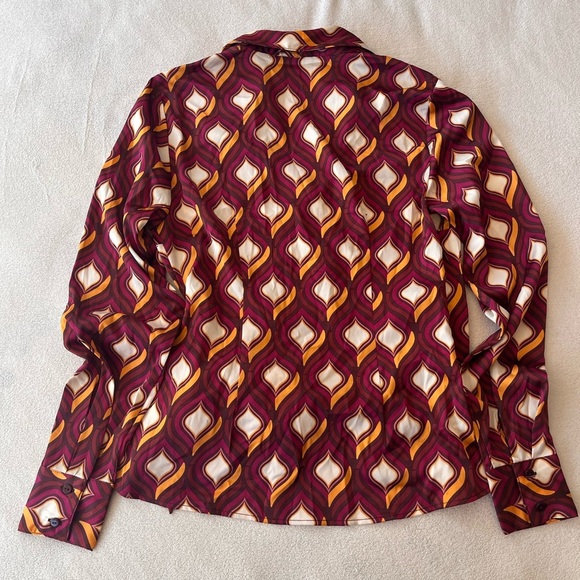 NWT Cupcakes & Cashmere Retro Geo Print Faux Wrap Blouse XS - Picture 13 of 13